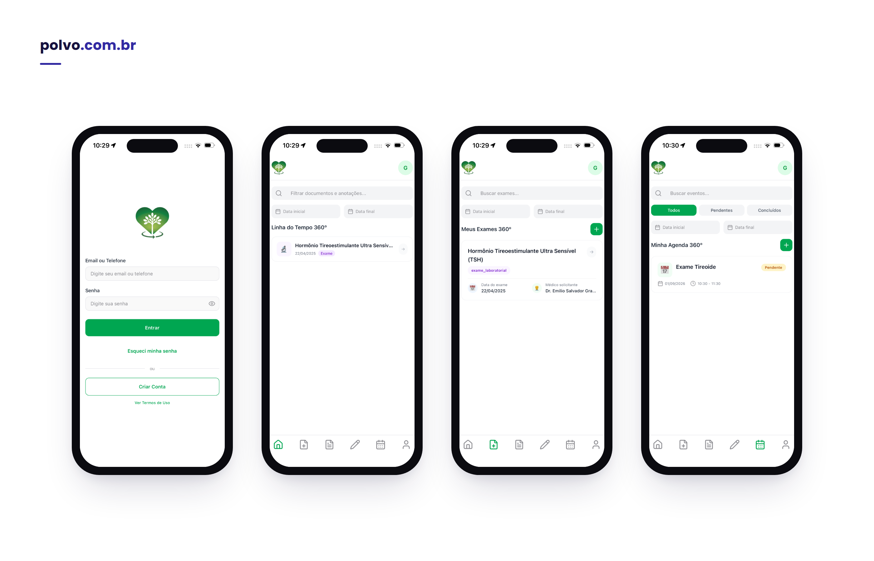Telas do aplicativo AMS360 geradas a partir do discovery com IA