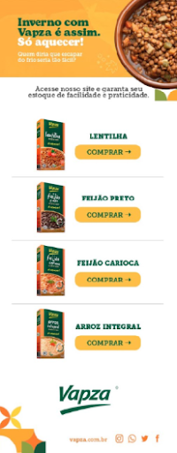 E-mail Inverno com Vapza é assim, com vitrine de produtos
